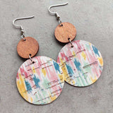 Round Shape Wooden Dangle Earrings - Trendsi - Flyclothing LLC