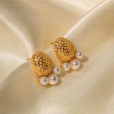 Imitation Pearl Stainless Steel Stud Earrings - Trendsi - Flyclothing LLC
