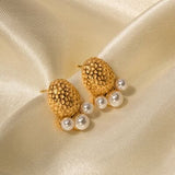 Imitation Pearl Stainless Steel Stud Earrings - Trendsi