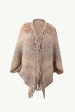 Multicolored Fringe Trim Poncho - Trendsi - Flyclothing LLC