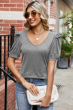 Round Neck Ruffle Trim Short Sleeve T-Shirt - Trendsi - Flyclothing LLC