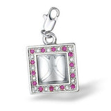 Alamode Rhodium Brass Pendant with Top Grade Crystal in Rose - Alamode