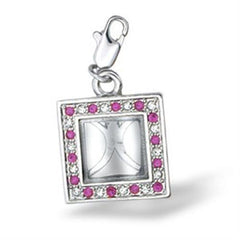 Alamode Rhodium Brass Pendant with Top Grade Crystal in Rose - Flyclothing LLC