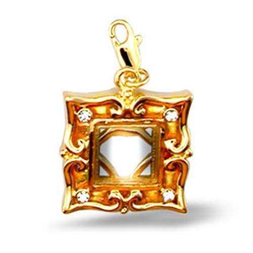 Alamode Gold Brass Pendant with Top Grade Crystal in Clear - Alamode - Flyclothing LLC