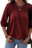 Gathered Detail Round Neck T-Shirt - Trendsi - Flyclothing LLC