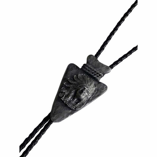 Pewter Arrowhead with Chief Western Bolo Tie - Rockmount Clothing - Flyclothing LLC