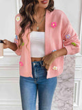 Floral Long Sleeve Open Front Cardigan - Trendsi