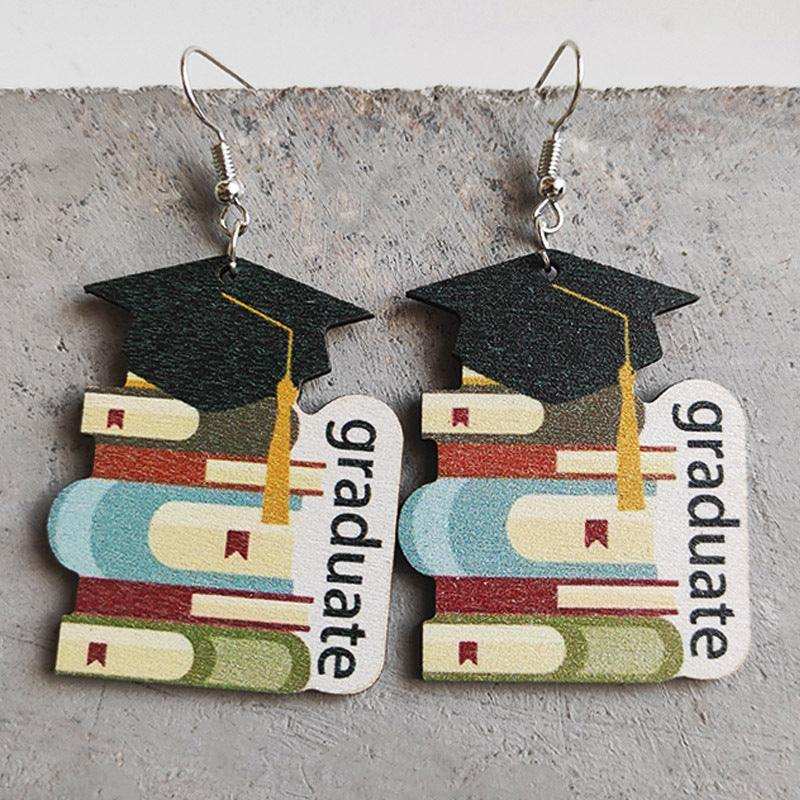 School Theme Wooden Dangle Earrings - Trendsi - Flyclothing LLC