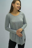 Buttoned Long Sleeve Round Neck Tee - Trendsi - Flyclothing LLC