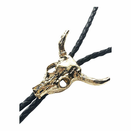 Gold Steer Skull Western Bolo Tie - Rockmount Clothing - Flyclothing LLC