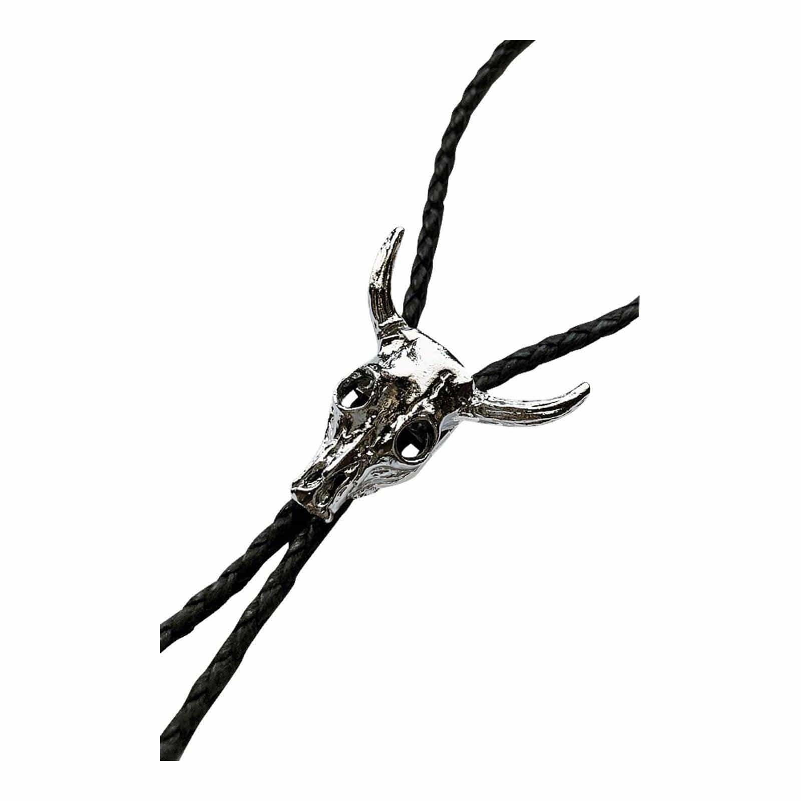 Silver Steer Skull Western Bolo Tie - Flyclothing LLC