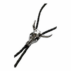 Silver Steer Skull Western Bolo Tie - Flyclothing LLC