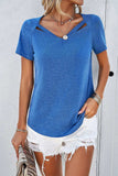 V-Neck Short Sleeve T-Shirt - Trendsi - Flyclothing LLC