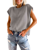 Cap Sleeve Sweater Vest - Trendsi - Flyclothing LLC