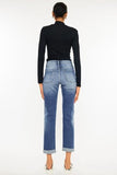 Kancan High Waist Distressed Hem Detail Cropped Straight Jeans - Trendsi