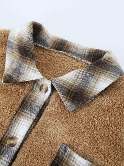 Plaid Contrast Dropped Shoulder Coat - Trendsi - Flyclothing LLC