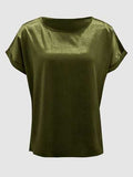 Round Neck Short Sleeve T-Shirt - Trendsi - Flyclothing LLC