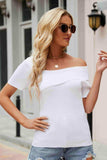 Asymmetrical Neck Rib-Knit Top - Trendsi - Flyclothing LLC