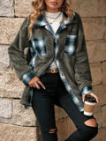 Plaid Contrast Dropped Shoulder Coat - Trendsi - Flyclothing LLC
