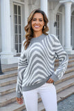 Printed Round Neck Long Sleeve Pullover Sweater - Trendsi
