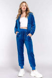 ACTIVE BASIC Faux Fur Zip Up Long Sleeve Hoodie and Joggers Set - Trendsi - Flyclothing LLC