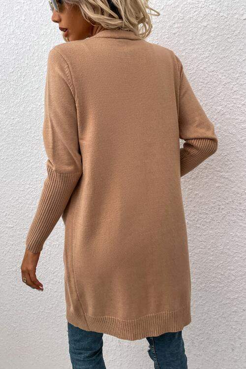Open Front Long Sleeve Cardigan with Pockets - Trendsi - Flyclothing LLC