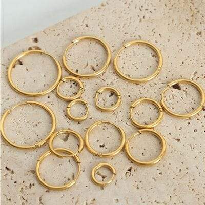 18K Gold-Plated Huggie Earrings - Trendsi - Flyclothing LLC