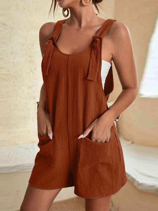 Full Size Scoop Neck Romper with Pockets - Trendsi - Flyclothing LLC