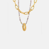 Beaded Double-Layered Titanium Steel Necklace - Trendsi - Flyclothing LLC