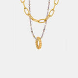 Beaded Double-Layered Titanium Steel Necklace - Trendsi - Flyclothing LLC
