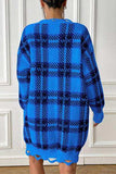 Plaid V-Neck Long Sleeve Sweater Dress - Trendsi - Flyclothing LLC