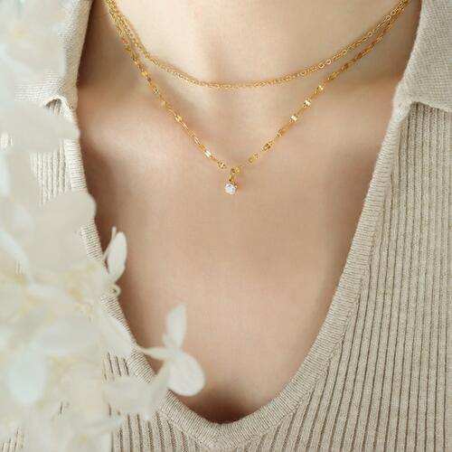 Titanium Steel Double-Layered Necklace - Trendsi - Flyclothing LLC
