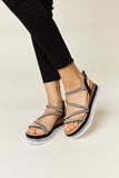 Forever Link Rhinestone Strappy Wedge Sandals - Trendsi - Flyclothing LLC