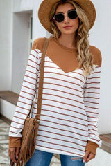 Striped Round Neck Long Sleeve T-Shirt - Flyclothing LLC