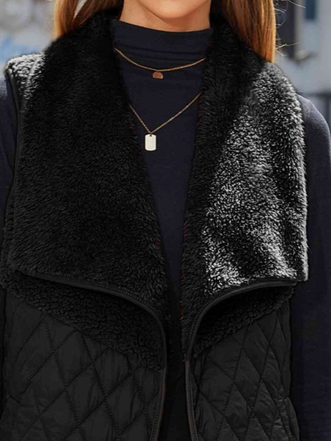 Open Front Collared Vest - Trendsi - Flyclothing LLC