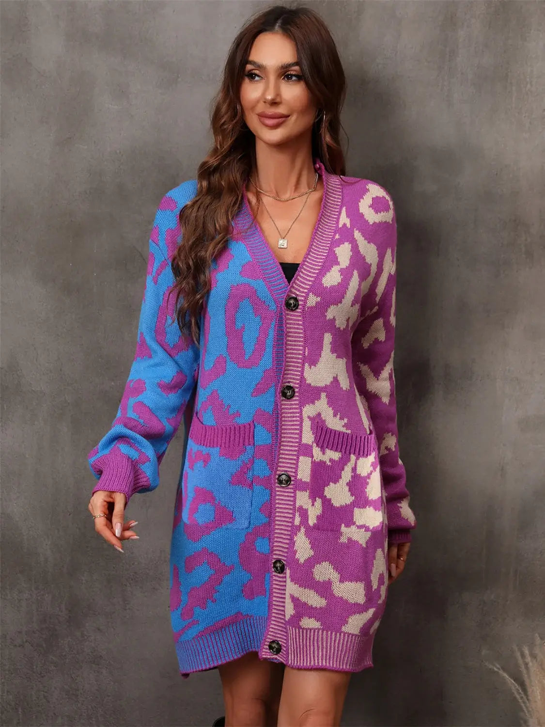 Leopard Button Down Longline Cardigan - Trendsi - Flyclothing LLC