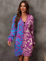Leopard Button Down Longline Cardigan - Trendsi - Flyclothing LLC