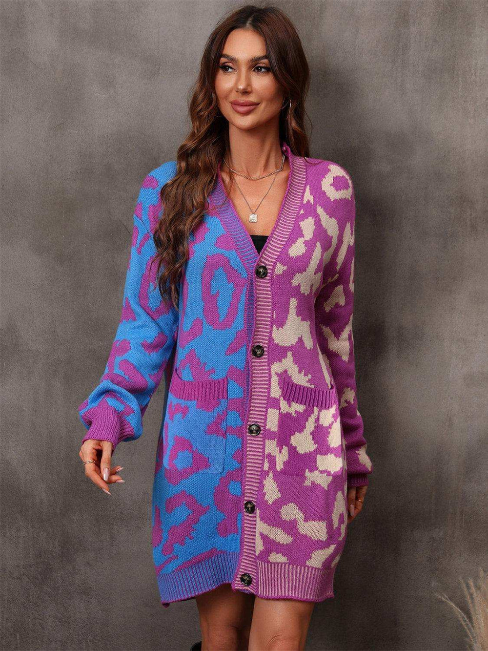 Leopard Button Down Longline Cardigan - Trendsi - Flyclothing LLC