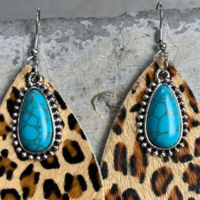 Artificial Turquoise Teardrop Earrings - Trendsi