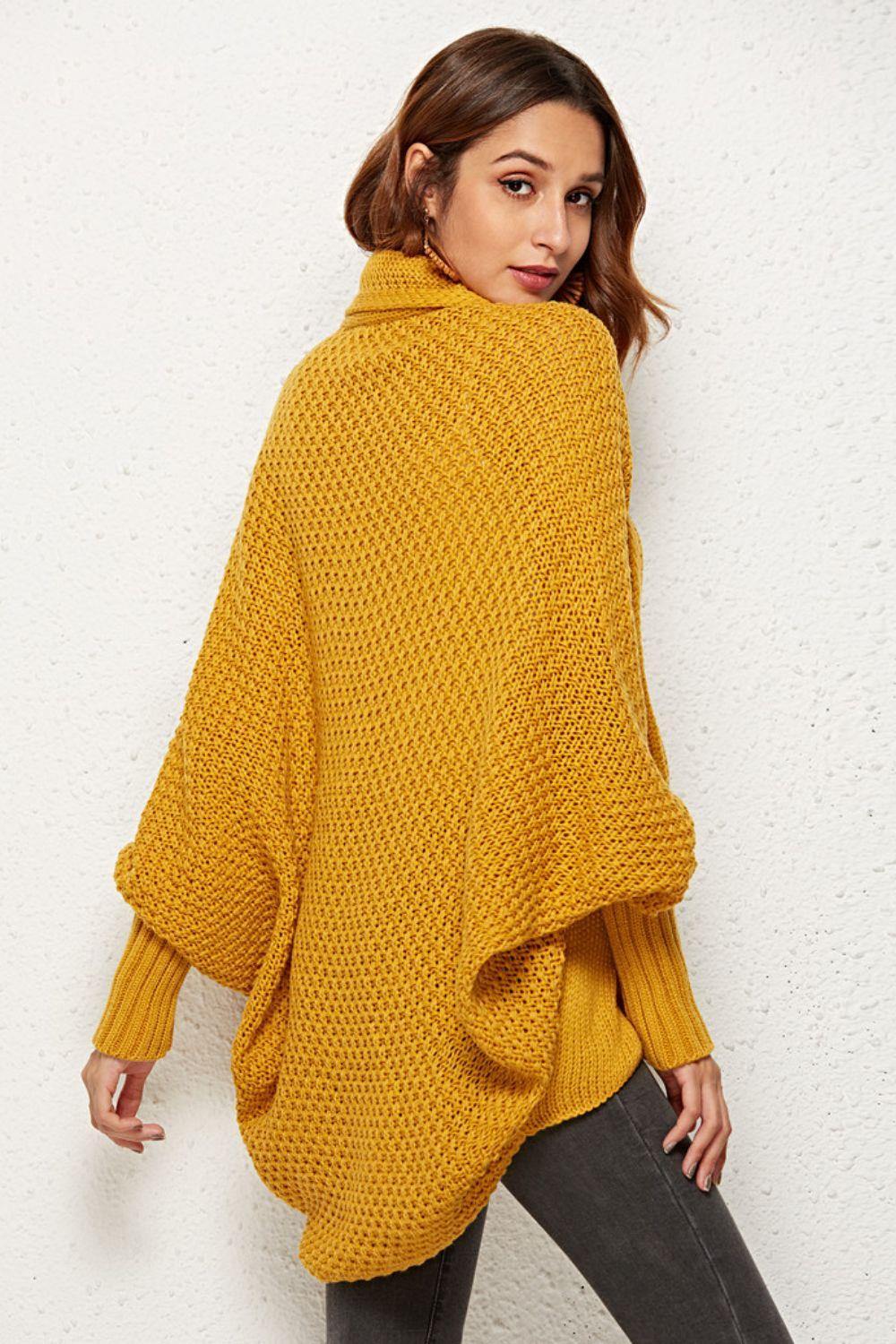 Open Front Dolman Sleeve Longline Cardigan - Trendsi