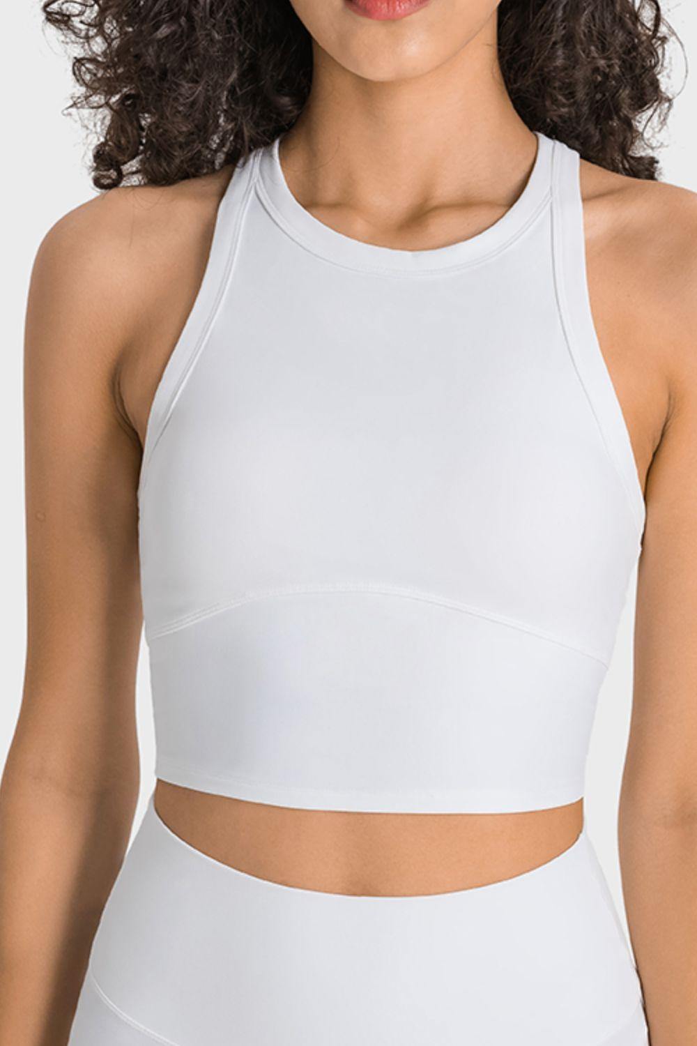 Racerback Cropped Sports Tank - Trendsi