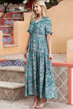 Paisley Print Flounce Sleeve Maxi Dress - Trendsi - Flyclothing LLC