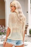 Openwork Round Neck Half Sleeve Knit Top - Trendsi - Flyclothing LLC