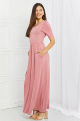 Celeste Sweetheart Full Size Short Sleeve Maxi Dress in Light Mauve - Trendsi