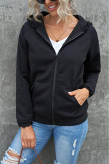 Lace Trim Zip-Up Hooded Jacket - Flyclothing LLC