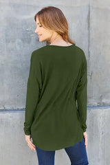 Basic Bae Full Size Round Neck Dropped Shoulder T-Shirt - Trendsi - Flyclothing LLC