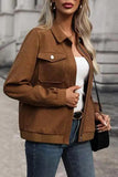 Textured Zip Up Collared Neck Jacket - Trendsi