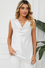 Ruched Cowl Neck Tank - Trendsi