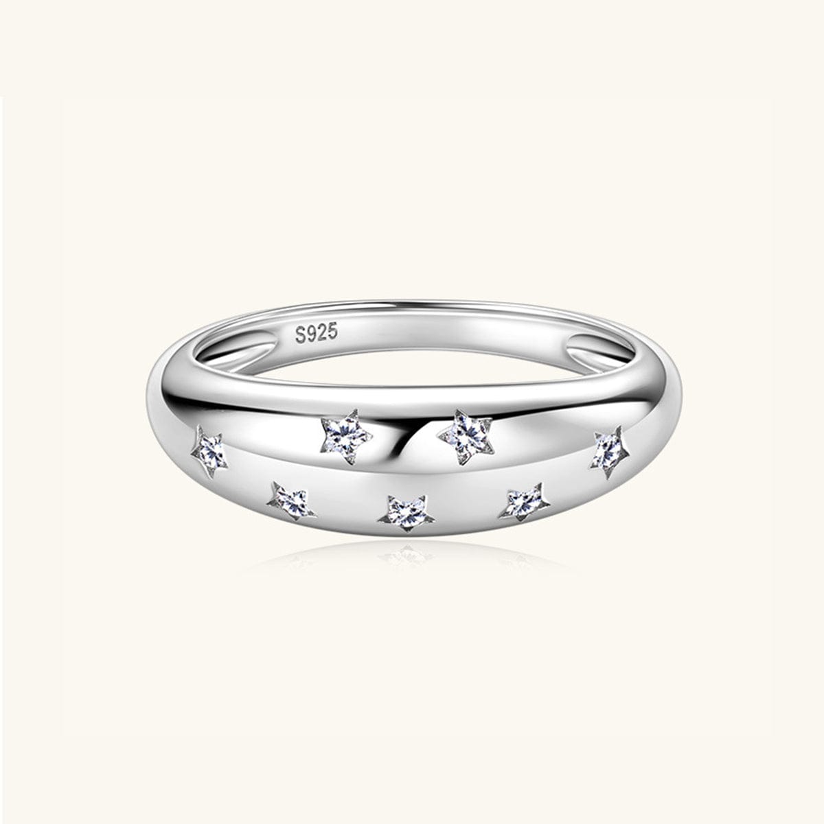 925 Sterling Silver Inlaid Moissanite Star Ring - Trendsi