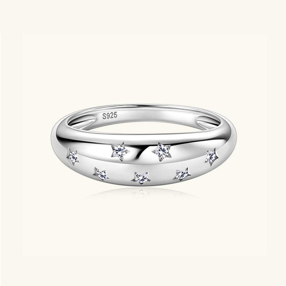 925 Sterling Silver Inlaid Moissanite Star Ring - Trendsi - Flyclothing LLC